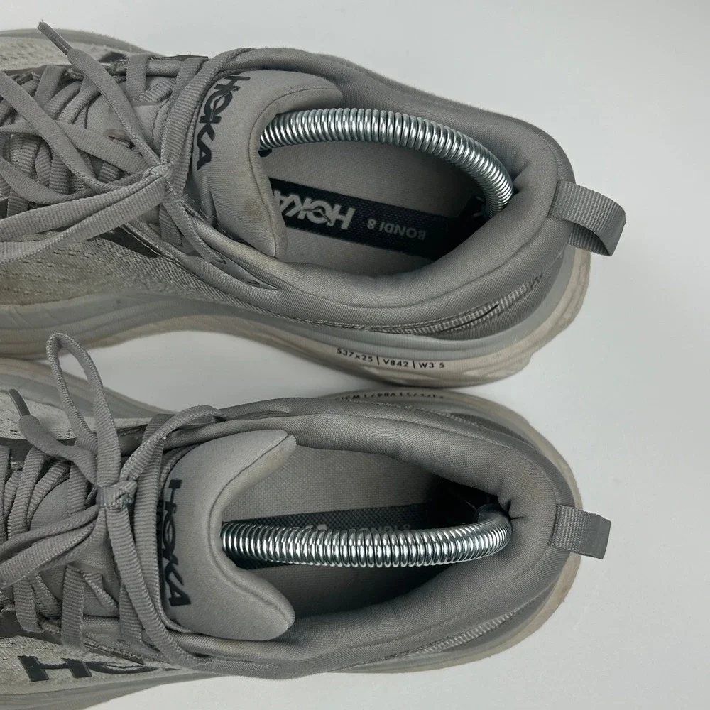 Hoka Mens 9 Bondi 8 Mens Running Athletic Outdoor Shoes Grey Harbor Mist Wide 4E